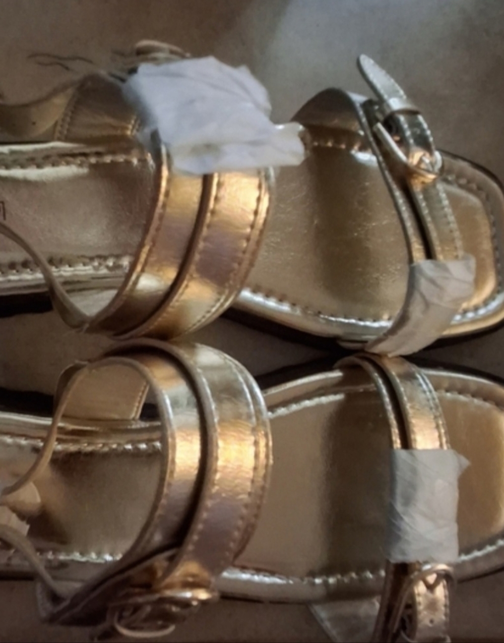 Silver Metallic Strappy Flat Sandals.